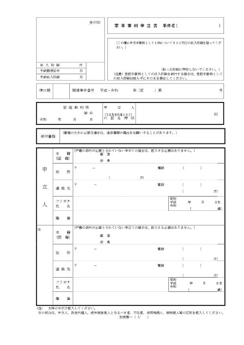 限定承認の申述書